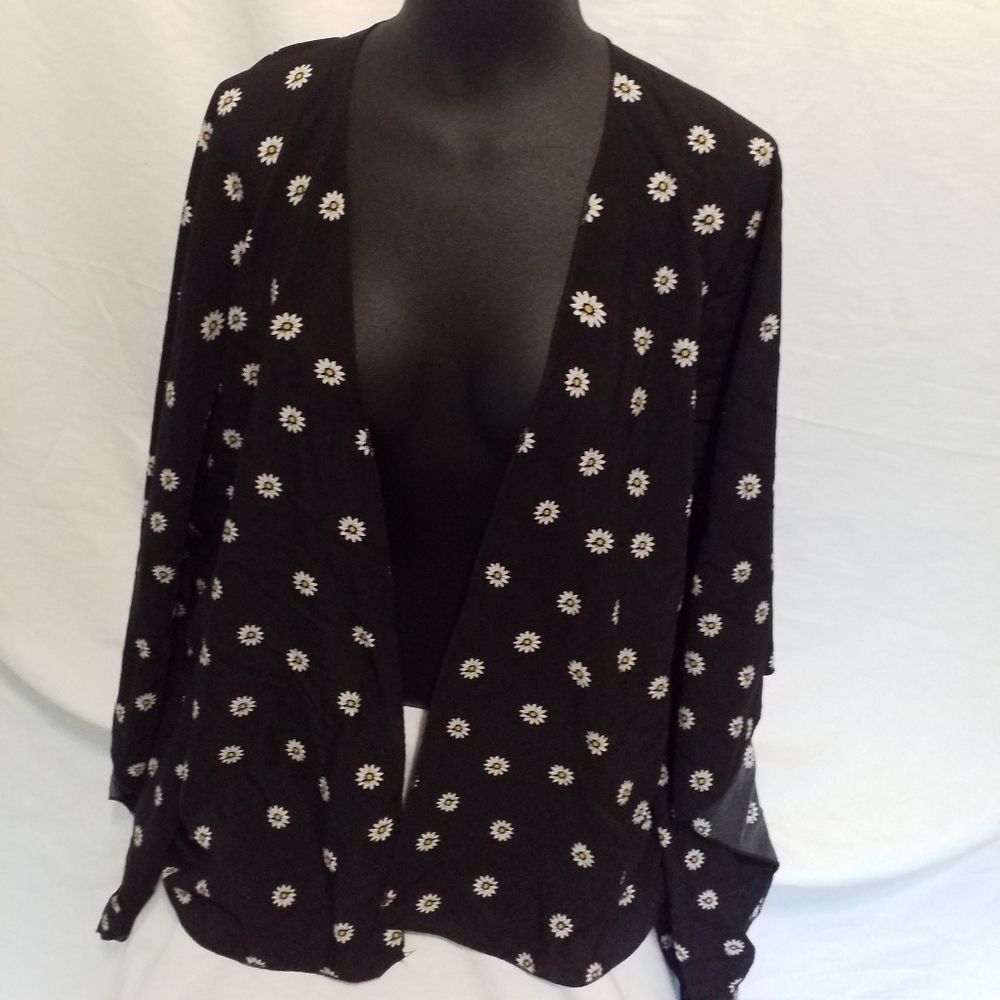 SHEIN Kimono, Bohemian Flowered Black, Yellow and White. Size: 0X ( 12)
